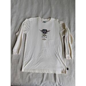 Vintage MGM Grand Mens M T Shirt Long Sleeve Las Vegas Embroidered Cream 90s